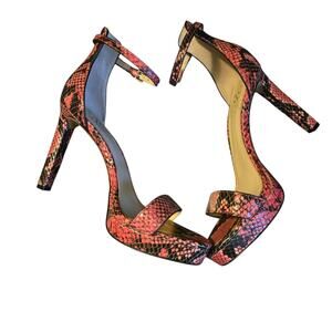Vince Camuto VC-Balindia Watermelon Retro Python Heels Size: 7.5